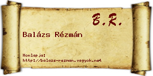 Balázs Rézmán névjegykártya